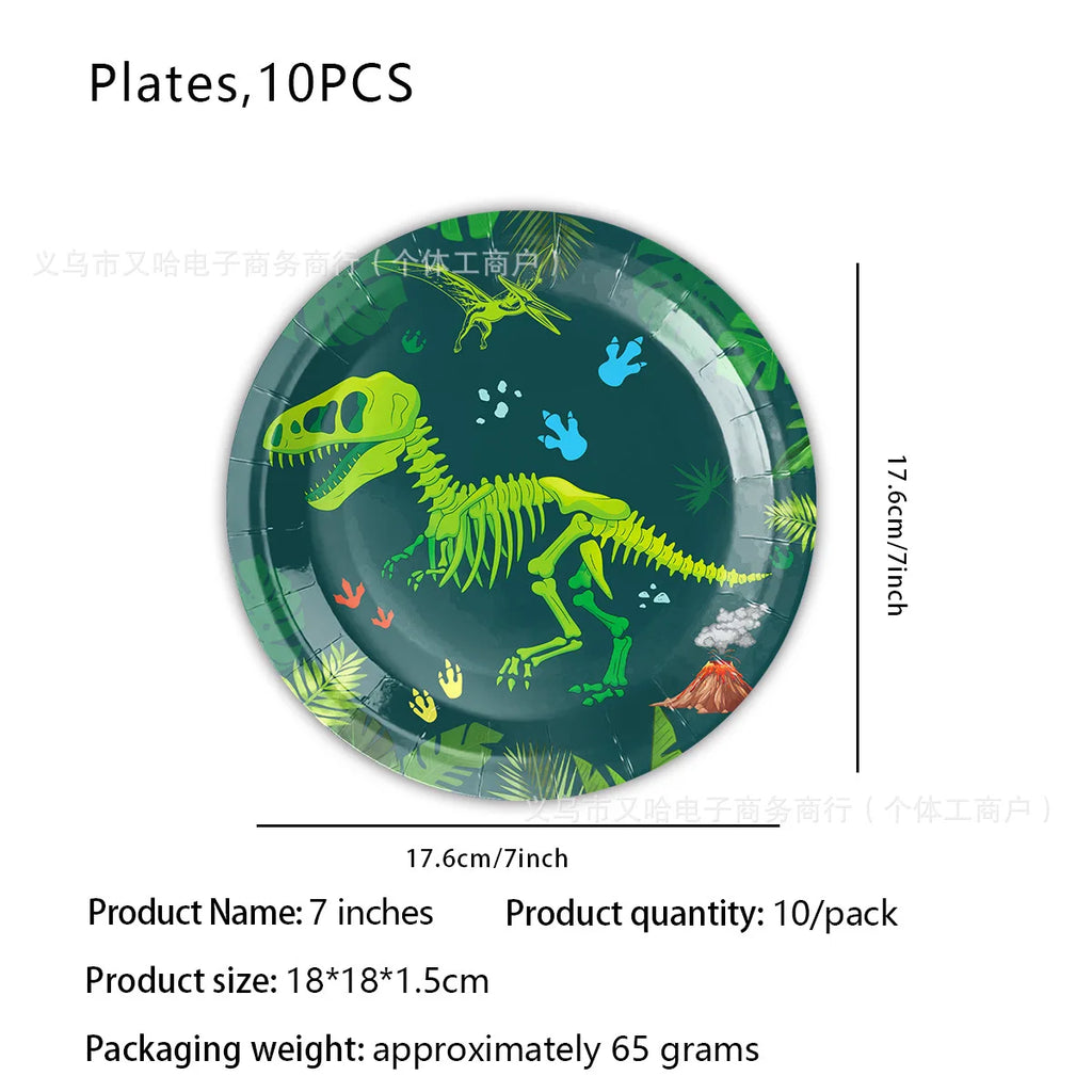 Jurassic Dinosaur Party Dinosaur Fossil Disposable Tableware Plate Cup Napkins Dinosaur Theme Birthday Party Decor Supplies