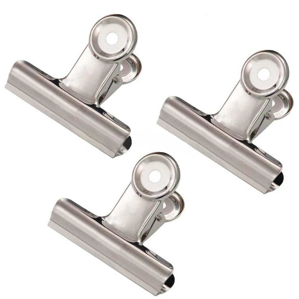 Stainless Steel Bulldog Clips Metal Office Paper Clip Binder Grip Clamp 75mm