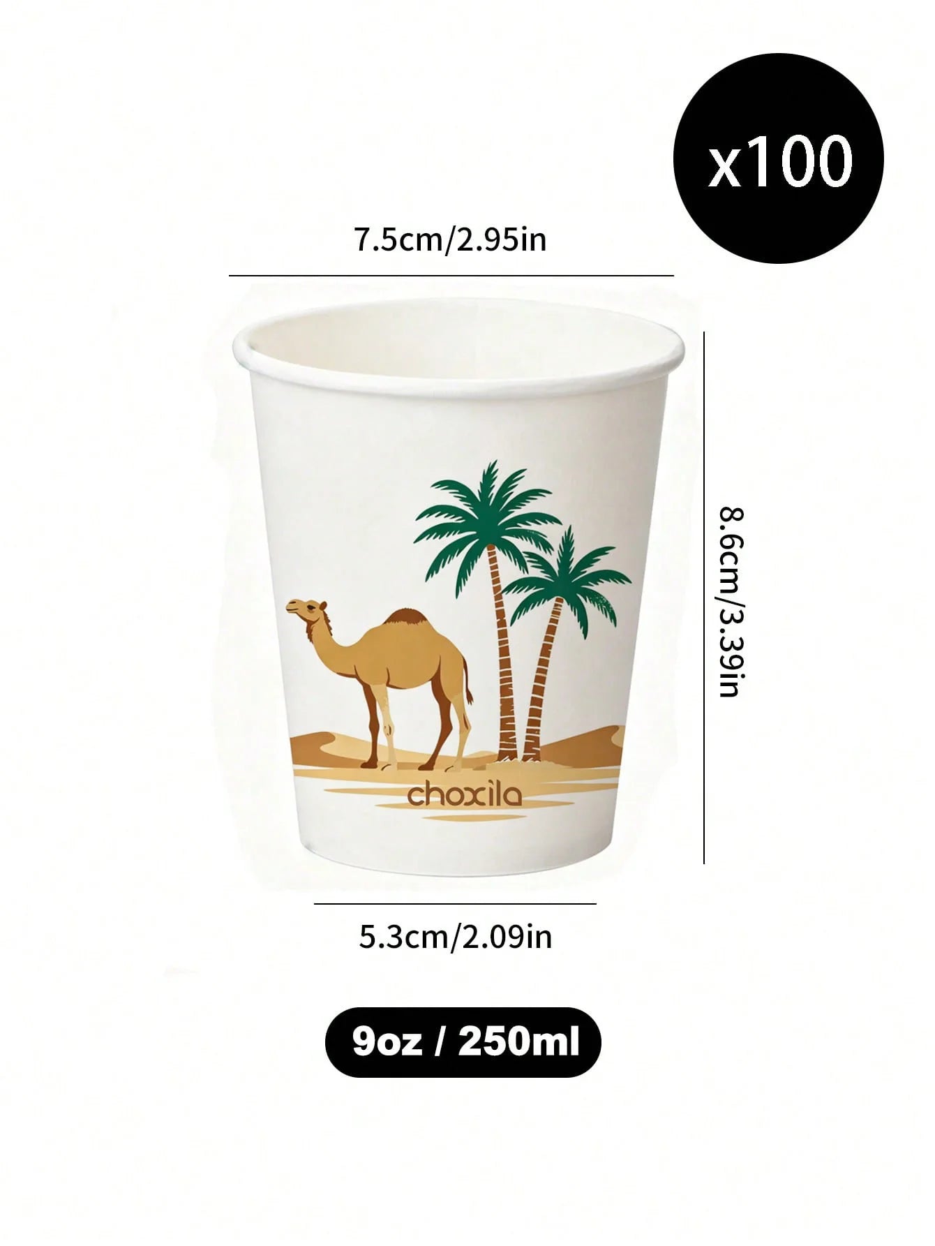 25/50/100pcs Disposable Paper Cups, Camel Pattern Paper Cups, Middle Eastern Style Printed Cups, Coffee Cups, Tea Cups,Party Spe