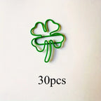10/30/50 Green four-leaf clover-shaped paper clips - Lucky little clips, durable color document organization clips