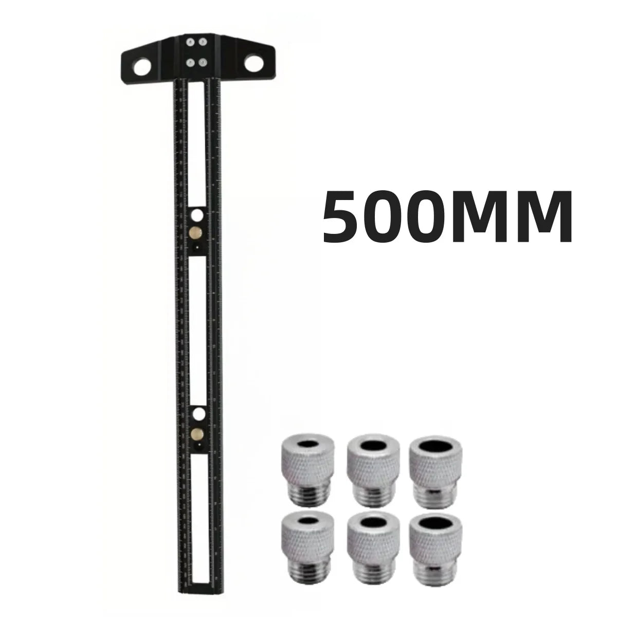 300/500MM Woodworking 2 in 1 Drilling Positioning Scoring Ruler - Adjustable T Square - Aluminum Scriber Marking Gauge Tool