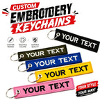 Wholesale Custom Embroidery Keychains Logo Flight Tag Keychain Jet Tag Keychain Personalized Name Key Ring Fabric Keychain