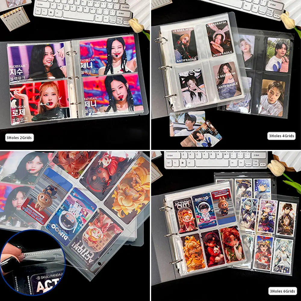 A5 3/7 Ring Binder Transparent Photo Album PP Inner Page Sleeves 1/2/4/6-Grid DIY Photocard Collect Book For 3 4 5 6 7 Inch Card