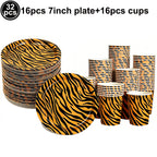 Jungle Safari Wild Animal Party Supplies Disposable Jungle Zoo Animal Print Paper Plates Napkins for Birthday Party Baby Shower