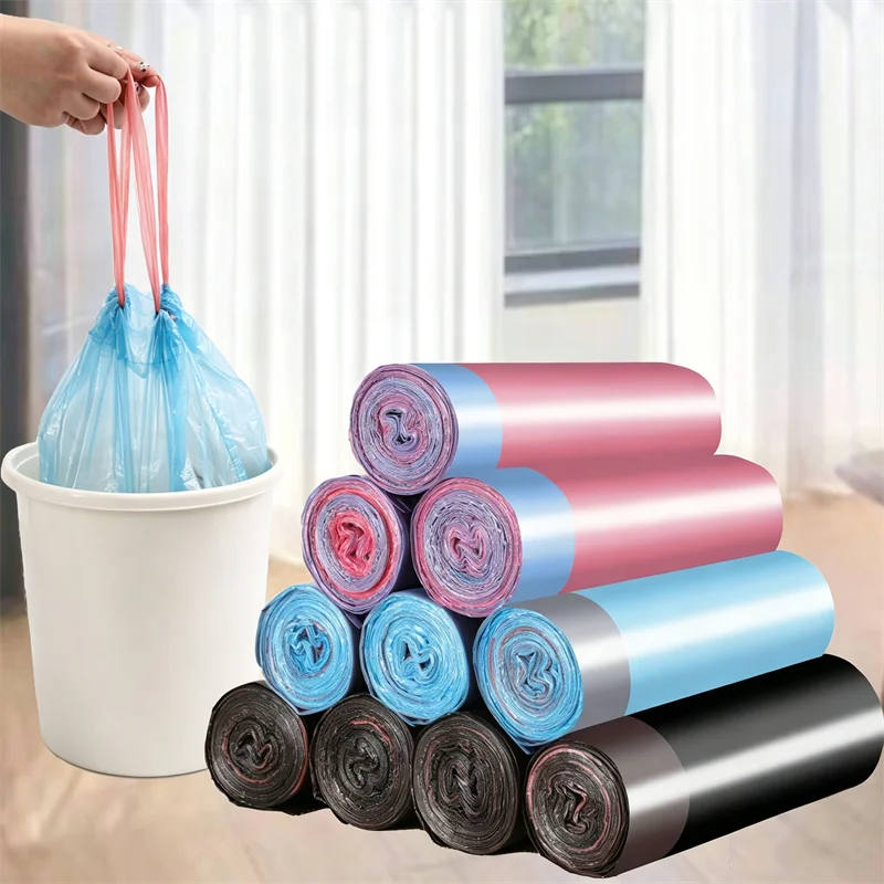 Universal Home Thickening Drawstring Garbage Bags Large Capacity Handheld Trash Bag for Kitchen Household Disposable Waste Bags
