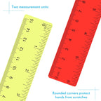 30 Pcs 6 Inch Plastic Rulers Bulk Flexible Straight Rulers with Inches Centimeters First Day of Gift Office Home Supplies
