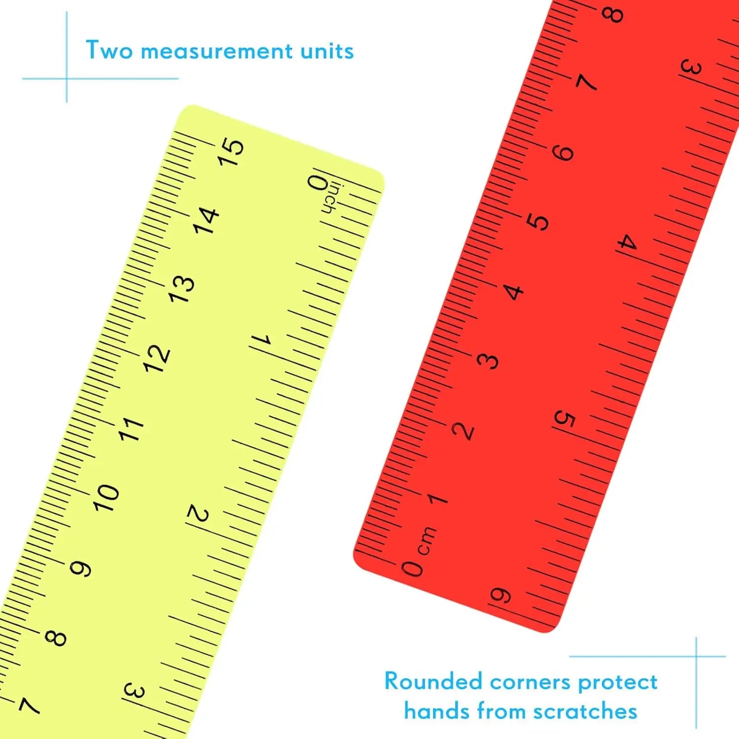 30 Pcs 6 Inch Plastic Rulers Bulk Flexible Straight Rulers with Inches Centimeters First Day of Gift Office Home Supplies