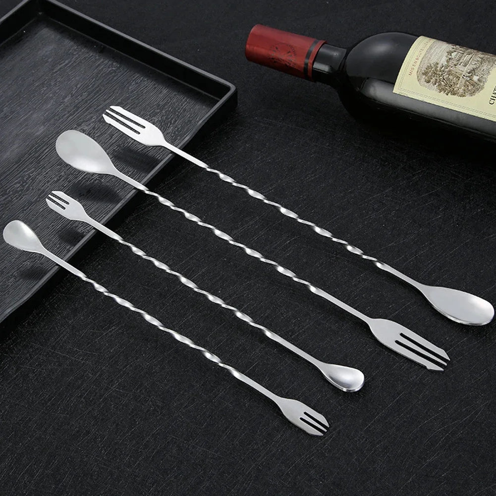 Stainless Steel Threaded Bar Spoon Swizzle Stick Coffee Cocktail Mojito Wine Spoons Barware Bartender Tools Accessories