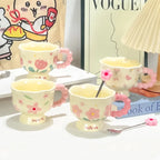 Girls Birthday Gift Souvenir Coffee Cup Mugs Coffee Cups Creative Flower Mug Household Ceramic Cup High Value Water Cup