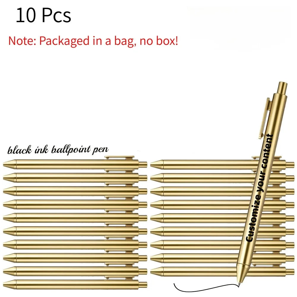Custom 40pcs Luxury Ballpoint Pen Set with Black Gift Box Retractable Black Ink Laser-Engraved Text, Smooth Writing Pen 10/40pcs