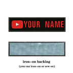 YouTube Logo 10X2.5cm Embroidery Custom Name Text Patch Stripes Badge Iron On Or  Patches