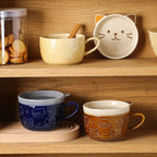 YWDL Japanese Cartoon Cat Coffee Mug With Animal Cat Pattern Lid Small Dish Cute Breakfast Cup Creative Coffee Cup Milk Cup Gift