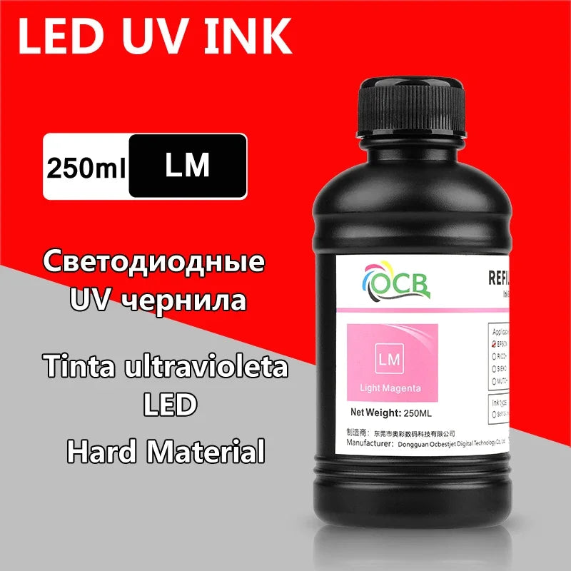 250ML Bottle LED UV Ink For Epson L800 L805 L1800 R290 R330 1390 1400 1410 UV Printer Ink UV Varnish Gloss Ink Hard INK Soft
