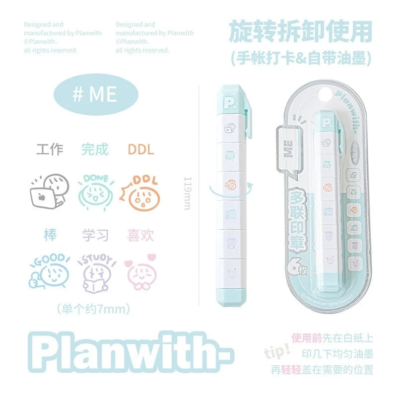 Cute Multi-link Mood Stamp Set – Kawaii INS Style Journal Diary Stamps, Scrapbooking Supplies for Planners Crafting, Creative Marking Tools for Teens Girls