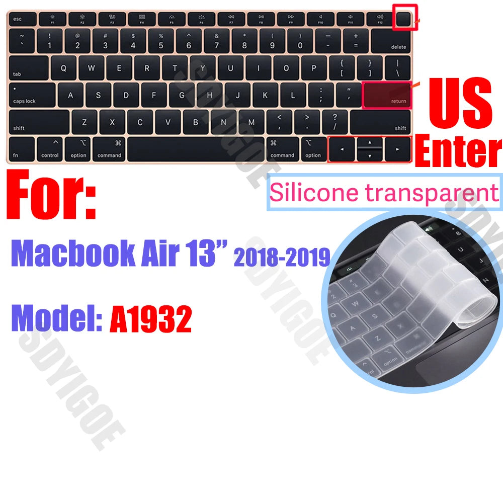 Silicone Keyboard Cover for All MacBook Air/Pro 13 14'15'16 inch,M1,M2,M3 M4 M5 Chip Model A2918,A2992,A3113,A2337,A2941 US & EU