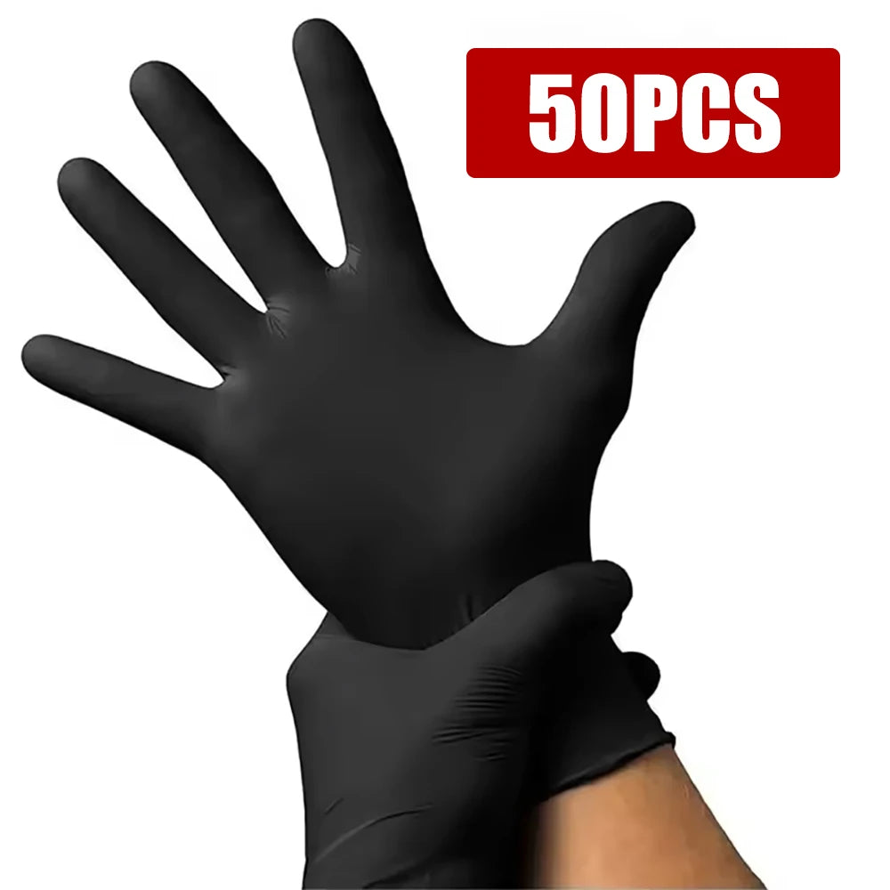 100/50/20PCS Black Nitrile Gloves Latex & Powder Free for Tattooing Manicures Salon Cleaning Disposable Food Working Latex Glove