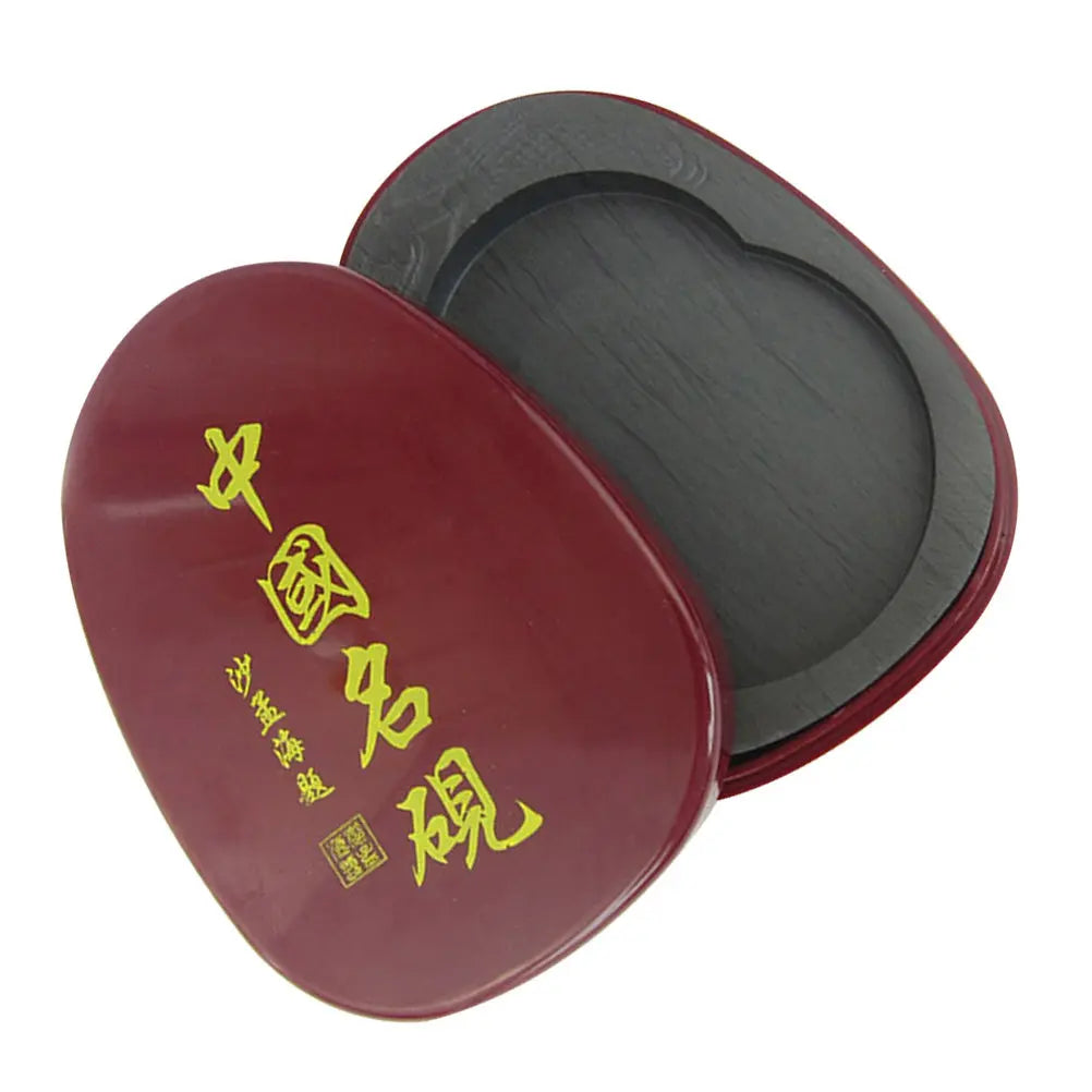 Chinese Calligraphy Inkstone with Cover Traditional Ink Grinding Stone Compact Exquisite Writing Tool for Students Artists