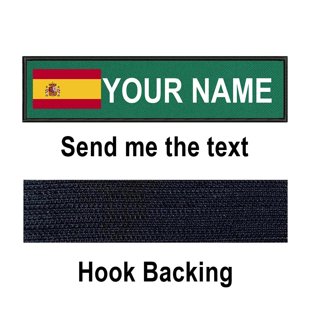 Custom Spain Flag Patch Tactical Patches Personalized Name Stripes Badge Tags Chevrons Armband Hook Loop For Military Backpack