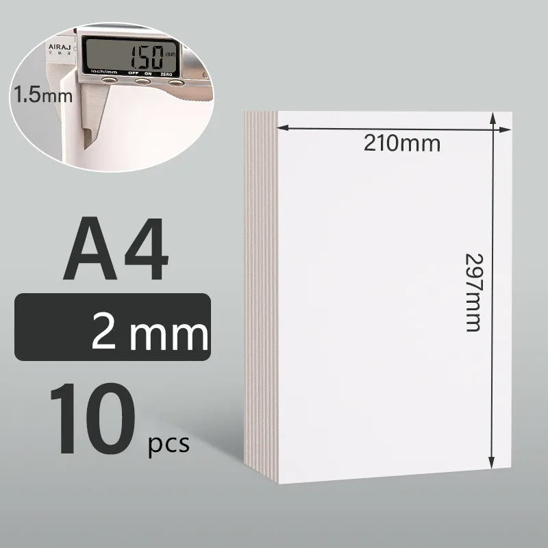 10 Sheets A4 Hard Cardboard White Gray Brown Kraft Paper Diy Handmake Card Making Craft Paper Board Thickness 1mm/1.5mm/2mm