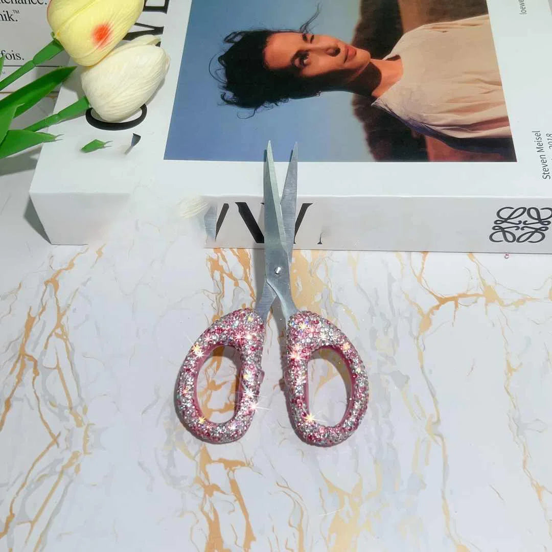Luxury Rhinestone Scissor Paper Cuttings knife Office Stationery Home Stainless Steel Tailor Shears Kitchen Cutter Cutting Tool
