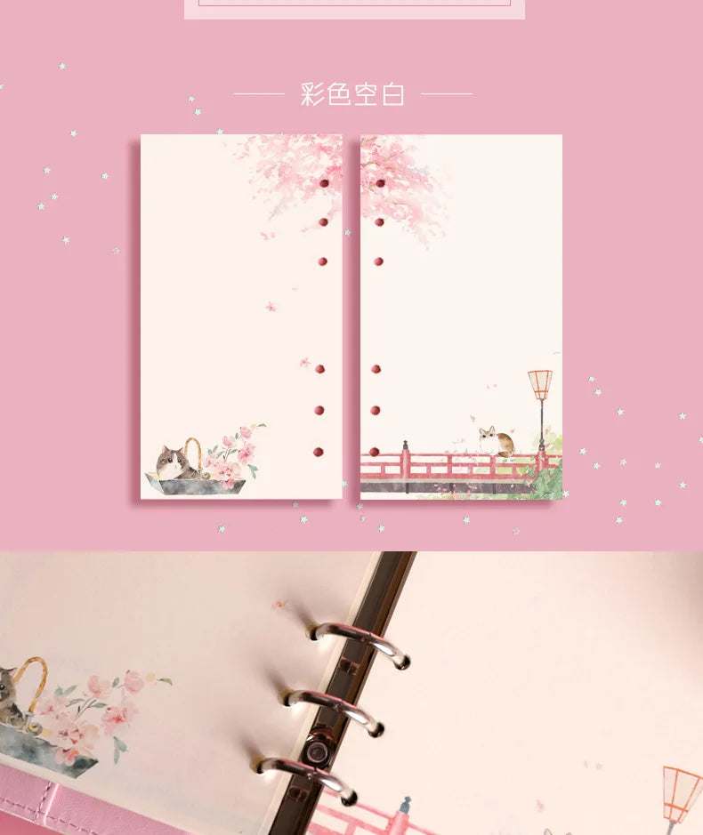 A6 80Sheet Cute Colorful Loose-leaf Replacement Line Grid Blank Point Paper Refill Inner Page Inner Page Inside Stationery