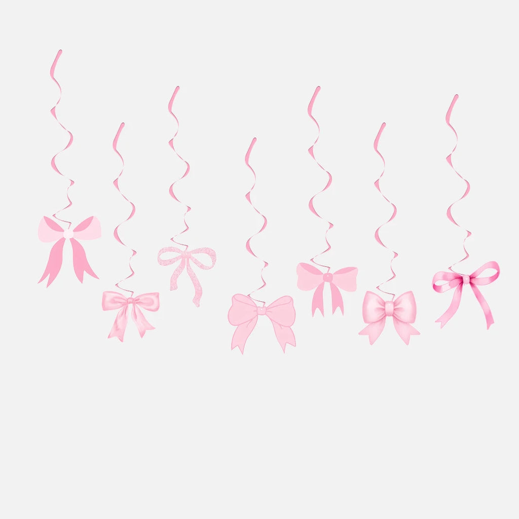 Pink bow Birthday Disposable Tableware Set Paper Plates Cups Napkins Girls Party Decoration Supplies