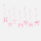 Pink bow Birthday Disposable Tableware Set Paper Plates Cups Napkins Girls Party Decoration Supplies