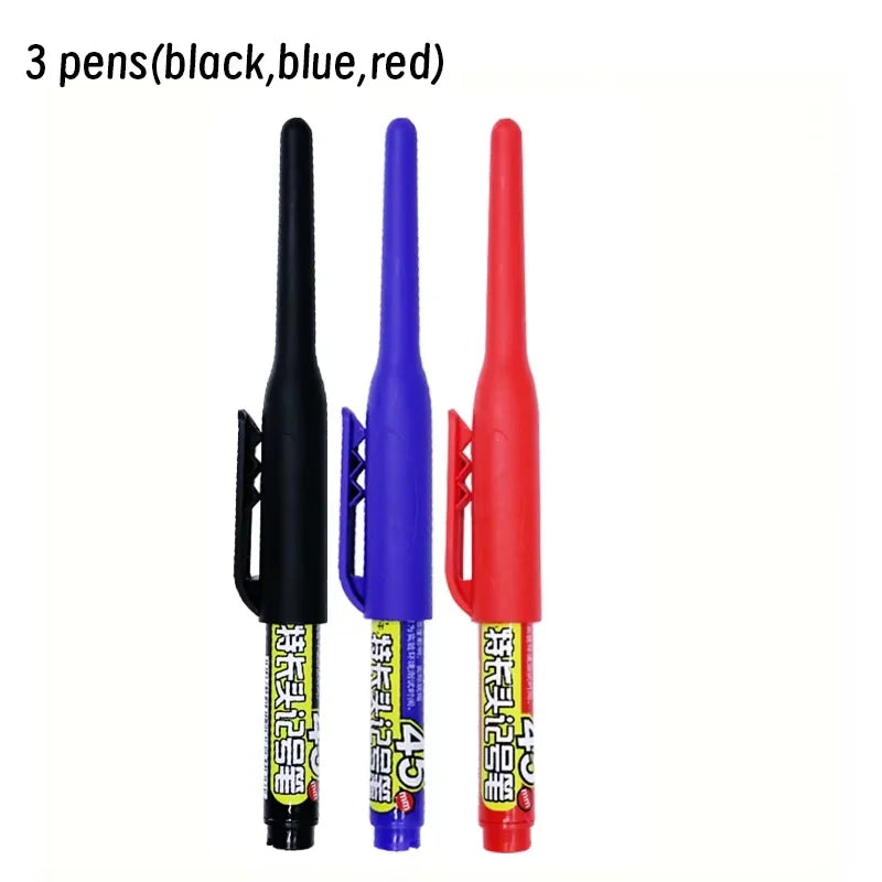 Lot 45mm Waterproof Long Head Nib Deep Hole Markers Pen Tile Carpenter Pen Multi-purpose for Woodworking Black/Blue/Red Ink
