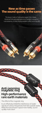 Hi-Fi Fine RCA Cable High Quality 4N OFC HIFI 2RCA-2RCA Male to Male Audio Cable Main Core Independent Shielding One Pair
