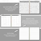 1Pc A4 Monthly Planner and Calendar Book 2 Year Monthly, Large Grid Monthly Organizer with Notes Pages, with 3 Stickers