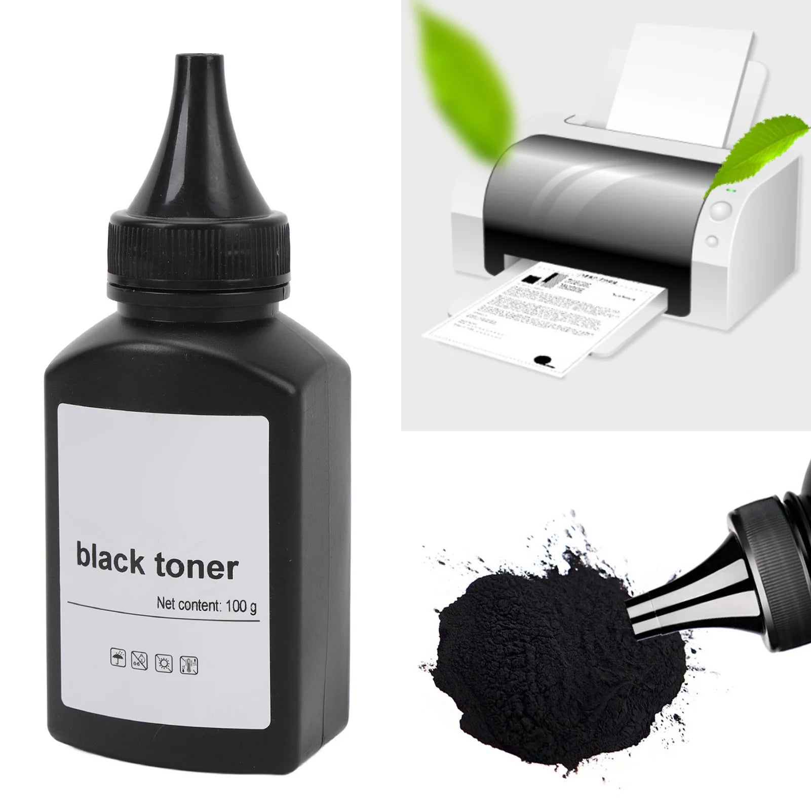 2 Pcs Printer Toner Refill 200g Black Toner Refill Powder for 1610 M2070 4321 3110 3200 PE220 PE120 3150 E210 E230 E260 E350