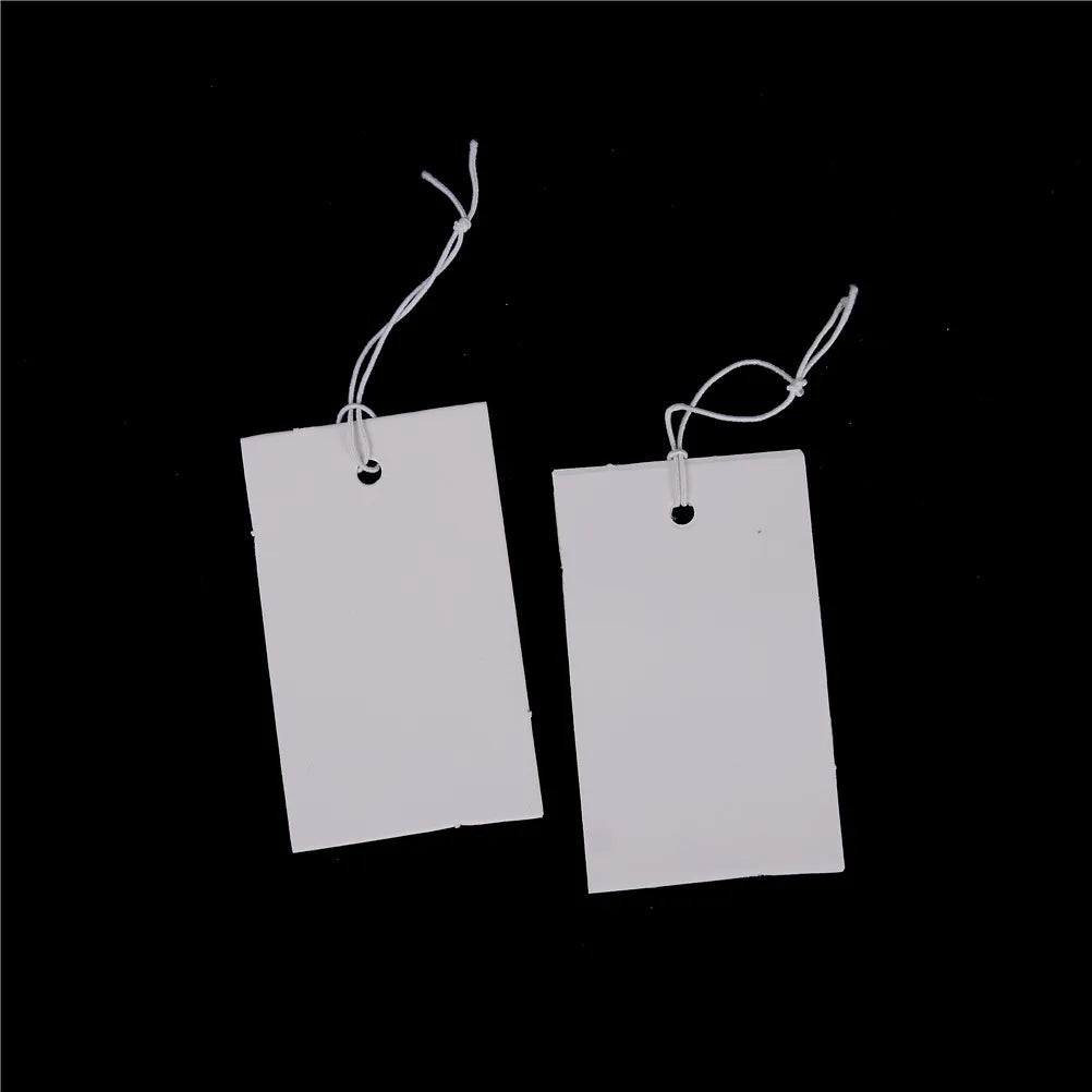 100pcs Price Label Tags String Tie Watch Jewelry Display Merchandise Price Label Paper Cards Rectangular Blank Price Tag