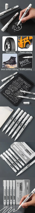 New 1/2/3PCS Waterproof Metal Marker Permanent White Paint Pen Washing Art Painting Graffiti Pens Fabric Wood Leather Marker1MM