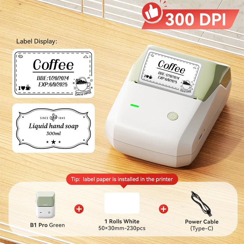 Niimbot B1 Pro Label Printer 300 DPI High-definition Red Black Color Printing Self-adhesive Photo Printing for Business Home