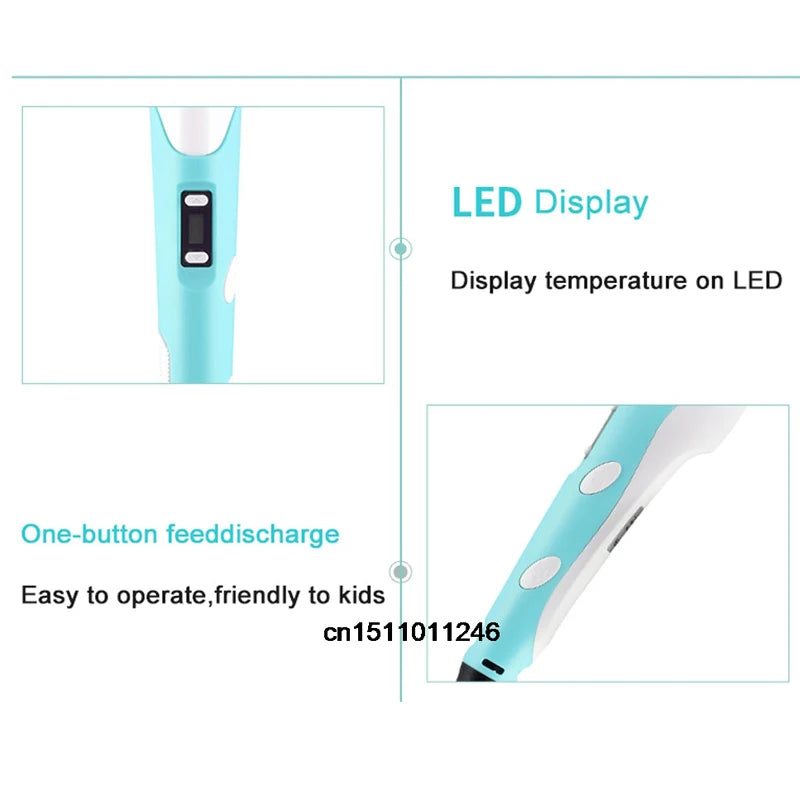 3D Printing Pen With LCD Screen Compatible PLA Filament Drawing Pen Safe Paiting for Children DIY Boys Girls Birthday Gifts
