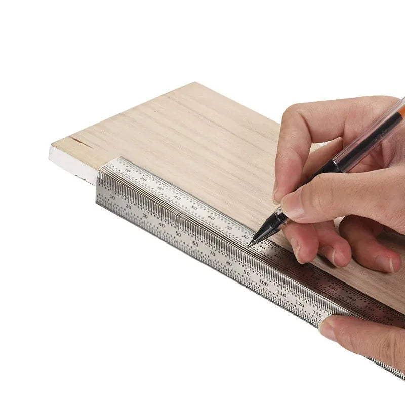 High-precision Scale Ruler T-type Hole Ruler Stainless Woodworking Scribing Mark Line Gauge Carpenter Measuring Tool