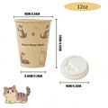 Polar Bear Patterned Disposable Paper Cups Bamboo Pulp Panda Cat Paper Cup Animal Print Coffee Cups with Lid for Home Party Use