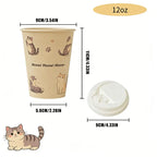 Polar Bear Patterned Disposable Paper Cups Bamboo Pulp Panda Cat Paper Cup Animal Print Coffee Cups with Lid for Home Party Use