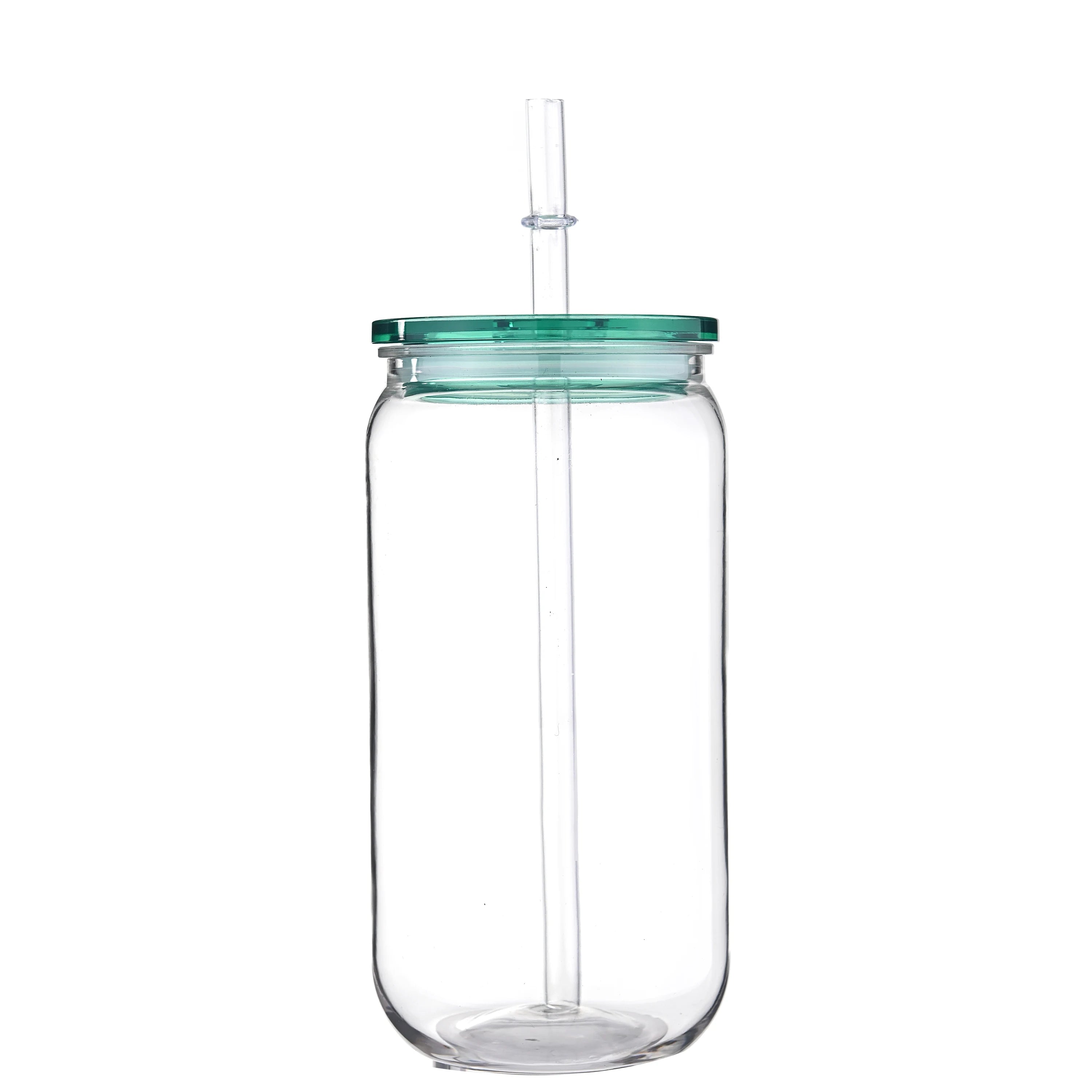 16oz Colorful Lid Transpare Plastic Cup with Lids And Straws Replacement Lids for Can Shaped  Iced Coffee Cups Cute Tumbler Cup