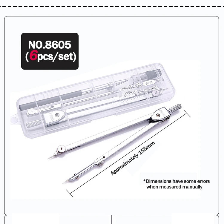 Stainless Steel Multifunctional Drafting Drawing Compass/Lead Core Math Geometry Circles Tool Durable Supplies 8600 / 8601