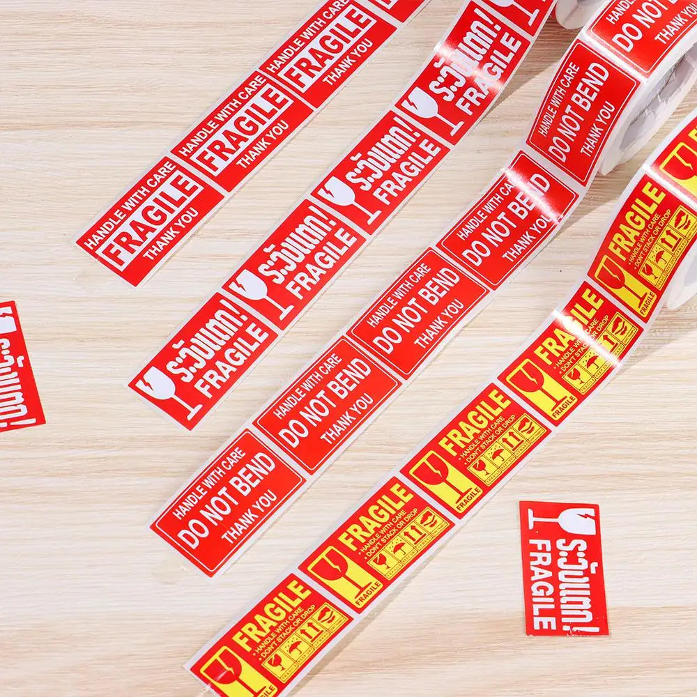 60/250pcs Fragile Warning Label Sticker Please Handle With Care For Goods Shipping Express Label Packaging Warning Sign Tag