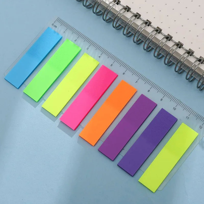 Color Fluorescence Sticky Notes Set Memo Pad Bookmarks Banners Transparent Sticky Notes School Office Stationery