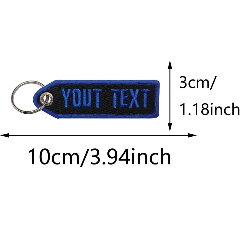 Personalized Color font  Keychain  Customize Text Tag Double Sided Embroidery for Motorcycles Cars ATV Scooters