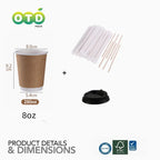 Black Rippled Double Wall Paper Cups, Disposable Coffee Cups, Paper Cups for Christmas Party and Daily [With Lids]
