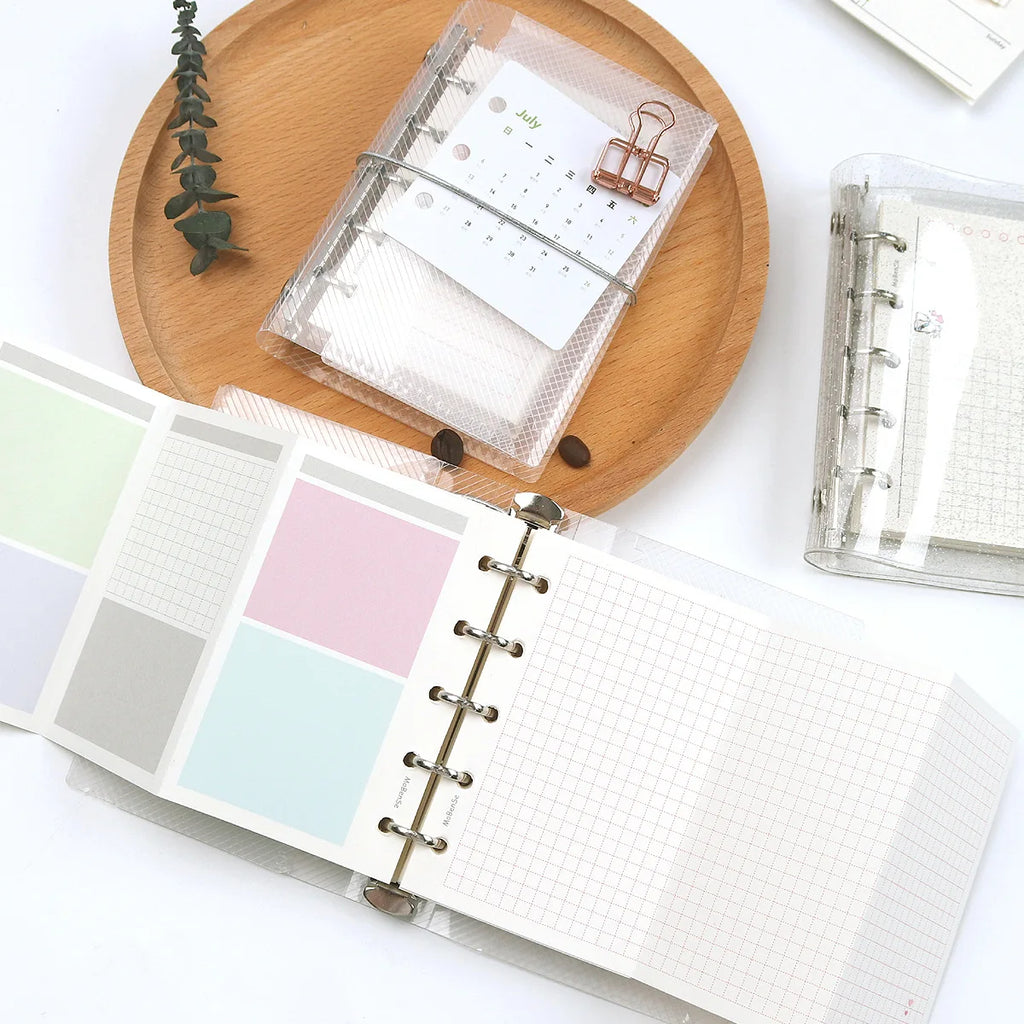 M5 20 Sheet Triple Fold Colorful Loose Leaf Notebook Refill Spiral Binder Inner Page Weekly Monthly To Do Line Grid Inside Paper