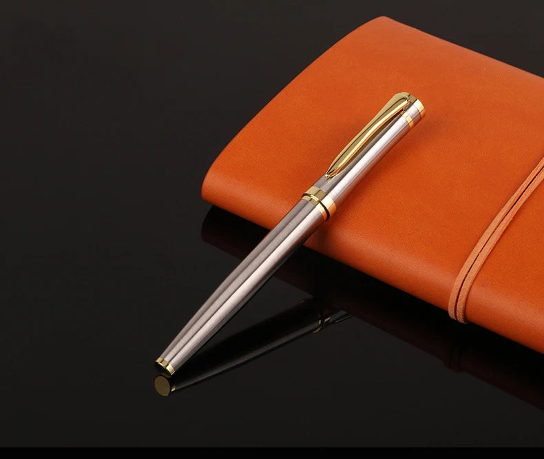 Luxury Metal Silver Black Signature Ballpoint Pens for Business Writing Office Supplies Stationery Customized Logo Name Gift