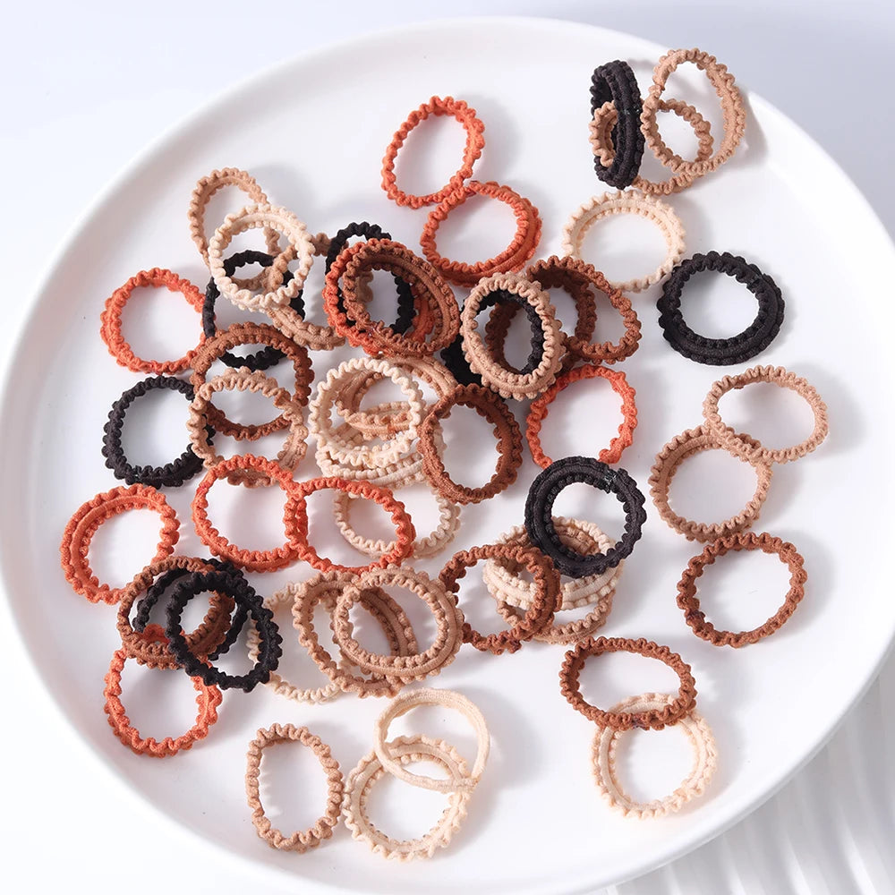 50Pcs Children Small Rubber Bands Girls Hair Ties Headbands Non Damaging Tie Ponytail High Elastic Durable Scrunchies Hair Rope