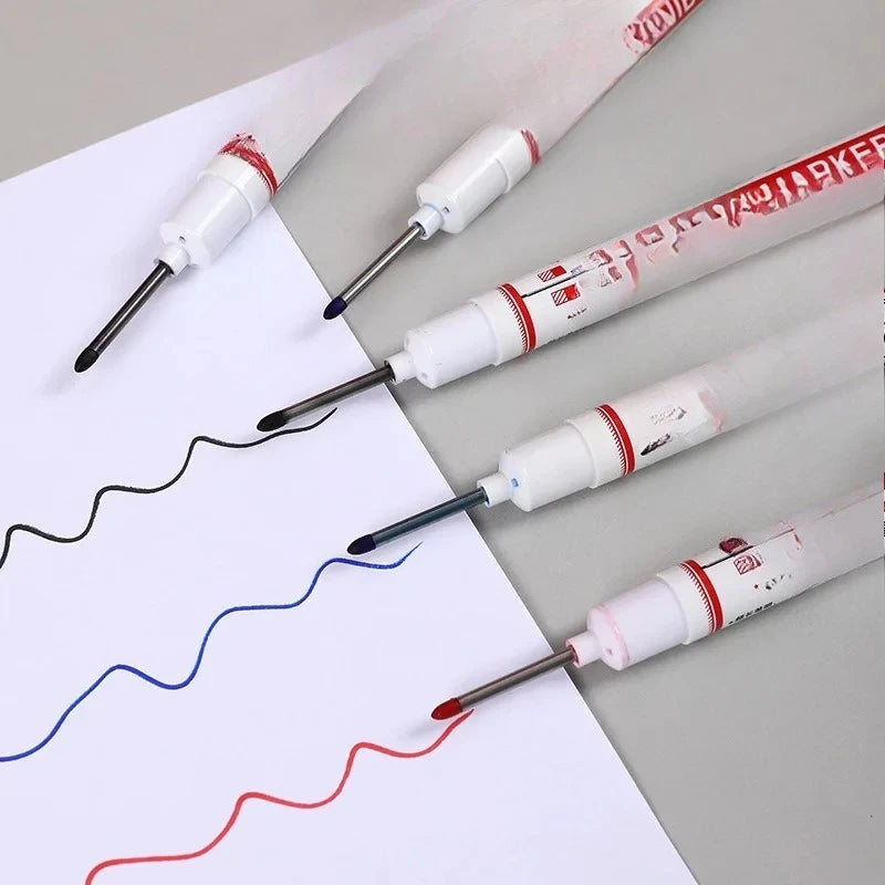 4-100Pcs 2cm Waterproof Long Head Markers Deep Hole Marker Pen for Metal Carpenter Red/Black/Blue/Green /White Woodworking Tools