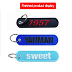 Personalized Keychain with Name Patch, Embroidery Text, Key-Ring Accessory for a Tag Customized Gift