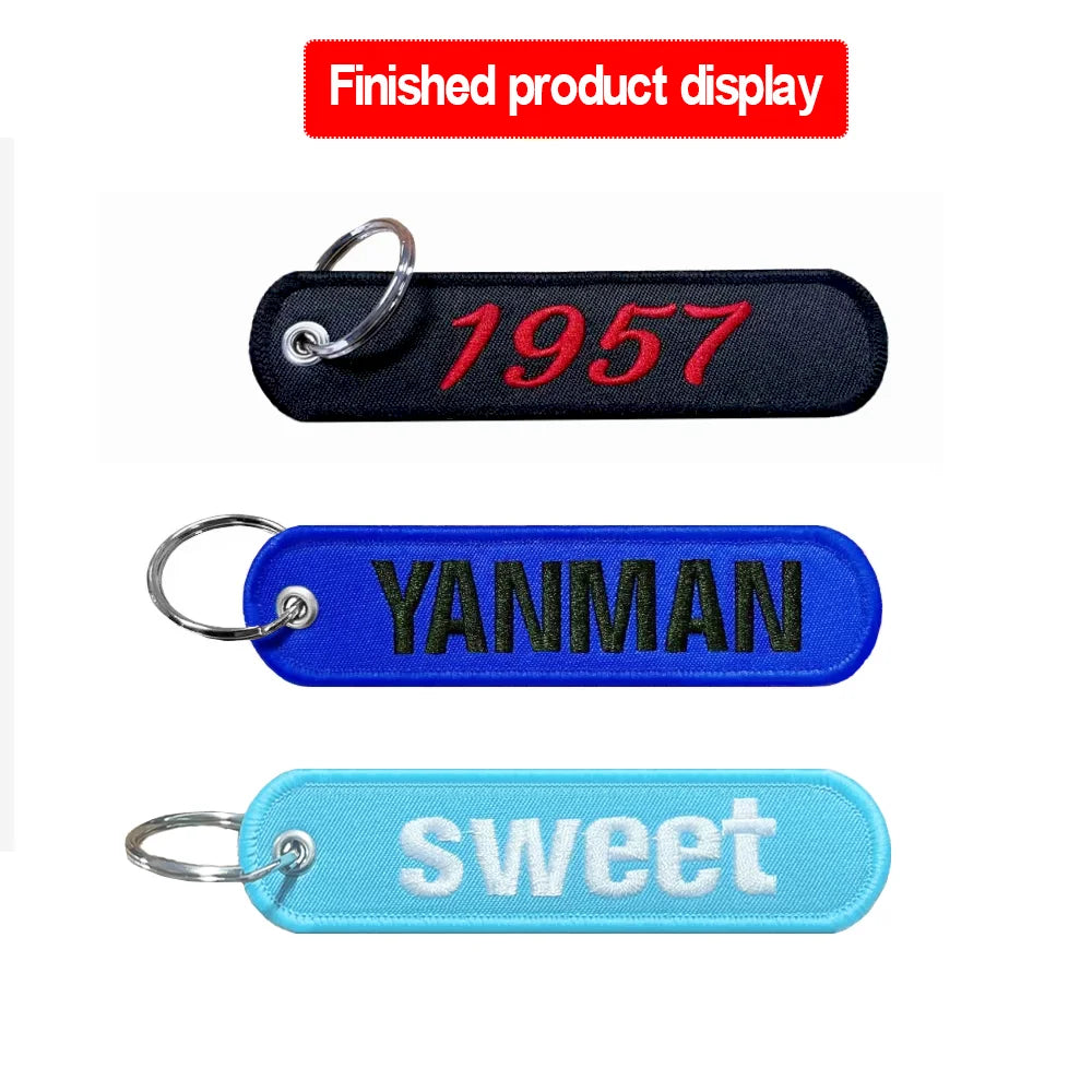 Personalized Keychain with Name Patch, Embroidery Text, Key-Ring Accessory for a Tag Customized Gift